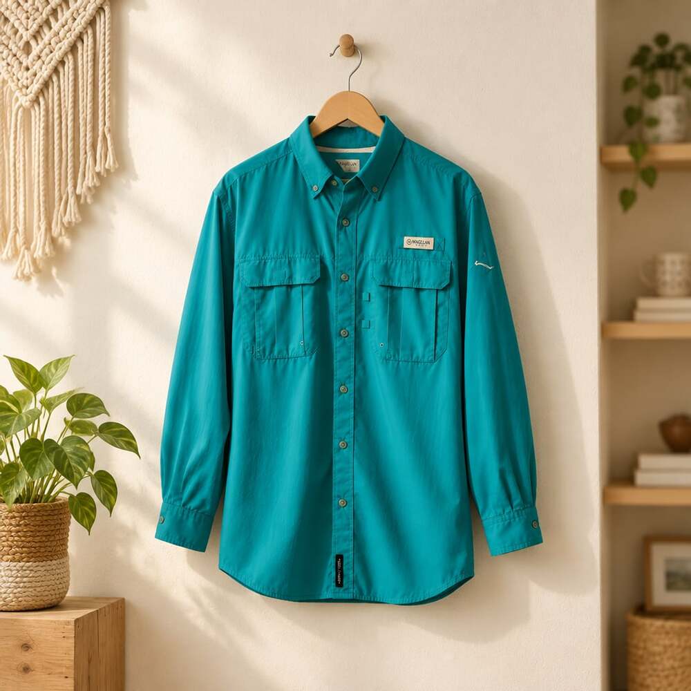 Magellan Outdoors Fishing Long Sleeve Shirt Size M Teal